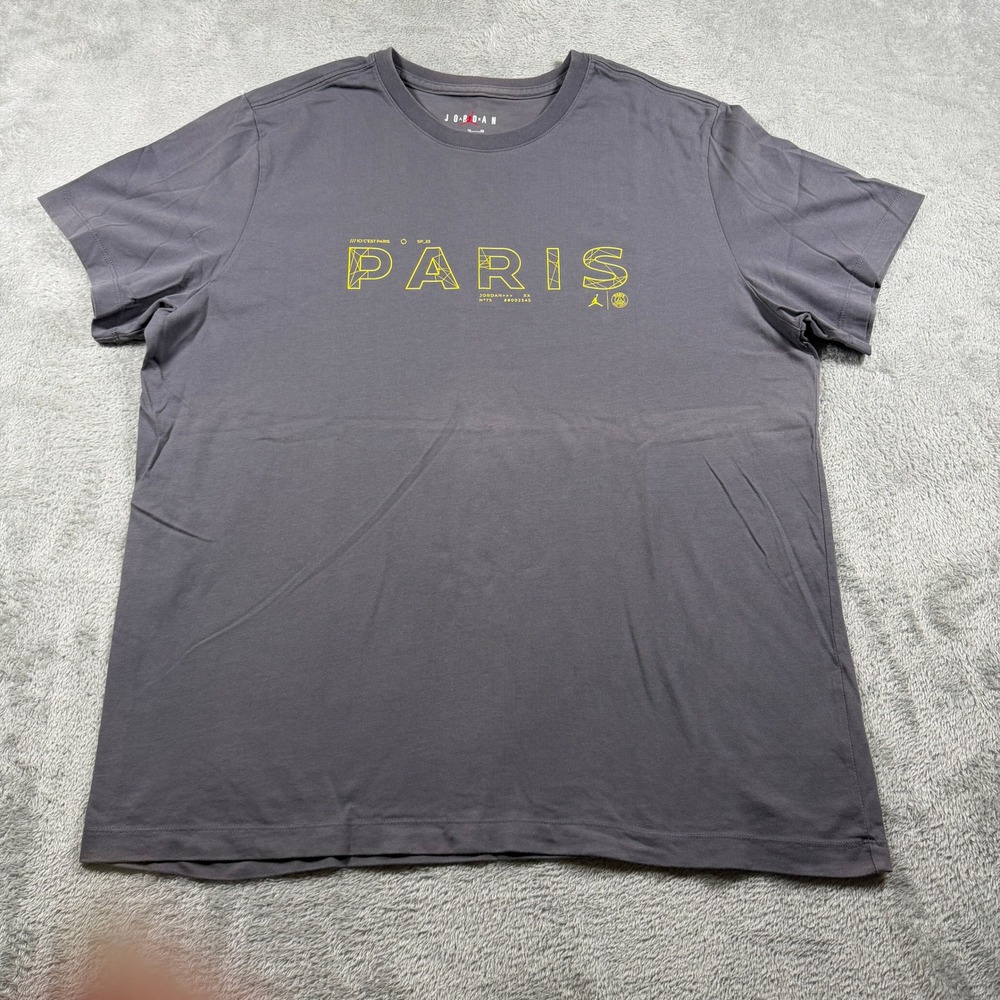 Jordan Paris Saint-Germain T-Shirt Mens XL Gray Short Sleeve Graphic DV0634-014